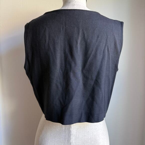 Geoffrey Beene Sport Cropped Linen Vest Black Minimalist Size 8 Made in USA - Picture 4 of 10
